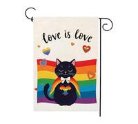 L'Amour Est L'Amour Fierté Rainbow Lgbtq+ Progrès Communauté Gay Lesbienne Chat Noir Drapeau De Jardin 30X45Cm Bannières Décoratif Double Face Drapeau De Cour Pour Ferme Fêtes Clubs