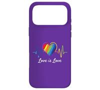 l'amour est l'amour Heartbeat Rainbow LGBT Gay Pride Coque pour iPhone 17 Pro Max