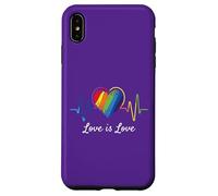 l'amour est l'amour Heartbeat Rainbow LGBT Gay Pride Coque pour iPhone XS Max