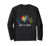 l'amour est l'amour Heartbeat Rainbow LGBT Gay Pride Manche Longue