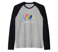 l'amour est l'amour Heartbeat Rainbow LGBT Gay Pride Manche Raglan