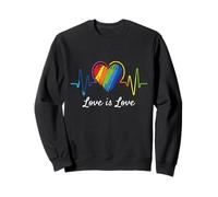 l'amour est l'amour Heartbeat Rainbow LGBT Gay Pride Sweatshirt