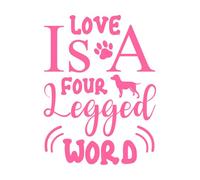 L'amour est un mot à quatre pattes, citation de chien, typographie de lettrage avec des silhouettes de chien Stickers muraux 60.8x81.1cm Stickers pour vitres Rose