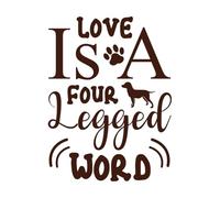 L'amour est un mot à quatre pattes, citation de chien, typographie de lettrage avec des silhouettes de chien Stickers muraux 60.8x81.1cm Installation facile Café