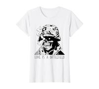 l'amour est Un Soldat du Champ de Bataille Blackwork T-Shirt Graphique avec Valeur, Femme, Blanc, M