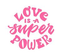 l'amour est un super pouvoir citation d'amour manuscrite Stickers muraux 54.6x58.2cm Embellissement mural Rose