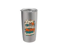 L'amour regarde mon fils jouer au basket Gobelet isotherme en acier inoxydable double paroi