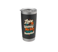 L'amour regarde mon fils jouer au basket Gobelet isotherme en acier inoxydable double paroi