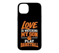 l'amour Regarde Mon Fils Jouer au Basket Papa Maman Coque pour iPhone 14 Plus