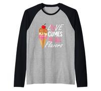 L'amour vient dans toutes les flovors Manche Raglan