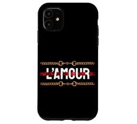 l'amour with Printed Golden Style Chains Valentin's Day Love Coque pour iPhone 11