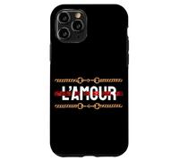 l'amour with Printed Golden Style Chains Valentin's Day Love Coque pour iPhone 11 Pro