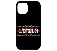 l'amour with Printed Golden Style Chains Valentin's Day Love Coque pour iPhone 12/12 Pro