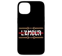 l'amour with Printed Golden Style Chains Valentin's Day Love Coque pour iPhone 13