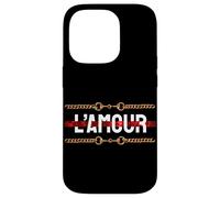 l'amour with Printed Golden Style Chains Valentin's Day Love Coque pour iPhone 14 Pro