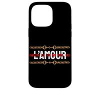 l'amour with Printed Golden Style Chains Valentin's Day Love Coque pour iPhone 14 Pro Max