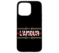 l'amour with Printed Golden Style Chains Valentin's Day Love Coque pour iPhone 15 Pro Max