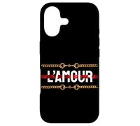 l'amour with Printed Golden Style Chains Valentin's Day Love Coque pour iPhone 17