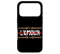 l'amour with Printed Golden Style Chains Valentin's Day Love Coque pour iPhone 17 Pro