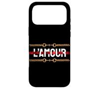 l'amour with Printed Golden Style Chains Valentin's Day Love Coque pour iPhone 17 Pro Max