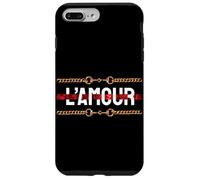 l'amour with Printed Golden Style Chains Valentin's Day Love Coque pour iPhone 7 Plus/8 Plus