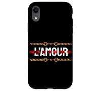 l'amour with Printed Golden Style Chains Valentin's Day Love Coque pour iPhone XR