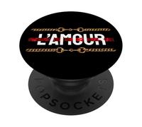 l'amour with Printed Golden Style Chains Valentin's Day Love PopSockets PopGrip Adhésif
