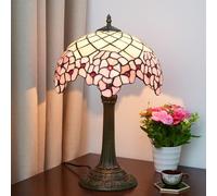 Lamp 12 inch Stained Glass Table Lamp Bedside Reading Desk Light Flower Night Lamp Antique Art Craft Gifts Lover Kid Living Room Bedroom Study,Cherry Blossom