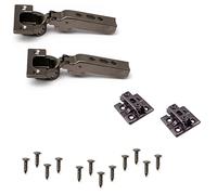 LAMP® J95 Lot de 2 charnières de meuble robustes pour portes extra lourdes jusqu'à 25 kg Avec plaques de montage incluses Sans retenue Charnière lourde Charnière de meuble de Lamp® Japon (noir/nickel)