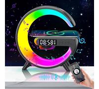 Lamp Longzhuo G - Chevet avec Chargeur Sans Fil, Réveil Bluetooth et Simulation d'Aube pour Ambiance finanzière