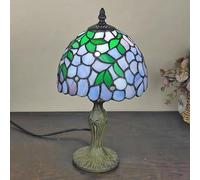 Lamp Stained Glass Table Lamp, Antique Bedside Accent Lamp, 8X8X15 inch Desk Reading Light Decor Beside Bedroom Living Room Home Study Office Housewarming Gift,Wisteria
