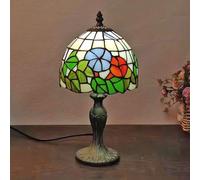 Lamp Stained Glass Table Lamp, Antique Bedside Accent Lamp, 8X8X15 inch Desk Reading Light Decor Beside Bedroom Living Room Home Study Office Housewarming Gift,Flower b
