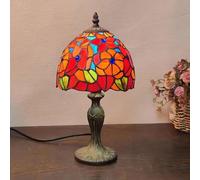 Lamp Stained Glass Table Lamp, Antique Bedside Accent Lamp, 8X8X15 inch Desk Reading Light Decor Beside Bedroom Living Room Home Study Office Housewarming Gift,Flower a