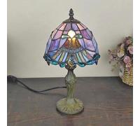 Lamp Stained Glass Table Lamp, Antique Bedside Accent Lamp, 8X8X15 inch Desk Reading Light Decor Beside Bedroom Living Room Home Study Office Housewarming Gift,Baroque a
