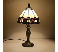 Lamp Stained Glass Table Lamp, Antique Bedside Accent Lamp, 8X8X15 inch Desk Reading Light Decor Beside Bedroom Living Room Home Study Office Housewarming Gift,Mission