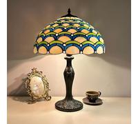 Lamp Stained Glass Table Lamp Bed Room Bedside Reading Desk Light for Living Office Dormitory Retro Accent Decor 12 inch Nightstand Lamps,Mediterranean