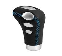 Lampa 00080 Pommeau de levier de vitesse Cobra en cuir noir avec coutures bleues