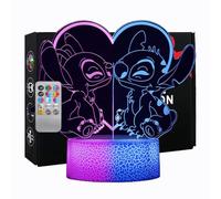 Lampada Stitch à Double Affichage Couleur: 32 Couleurs Veilleuse 3D LED avec Télécommande et Smart Touch, Décoration de Chambre Enfant, Cadeau Anniversaire Noël Fille Garçon, Produits Dérivés Lilo