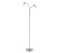 Lampadaire 2 flammes Lampadaire verre Abat-jour Lampe de salon debout, laiton vieilli métal verre opalin, 2x G9 douilles, H 155 cm