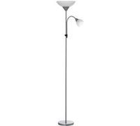 Lampadaire 2 têtes douilles E27 E14 base métal dim. Ø28 x 179,5H cm gris blanc Gris G