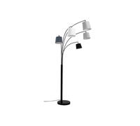 Lampadaire Vente-Unique Lampadaire 5 abat-jours VARIETONE - base marbre et tissu gris et blanc - H. 210 cm