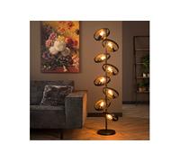 Lampadaire 8 lampes rondes en métal gris foncé avec ampoules - AMP