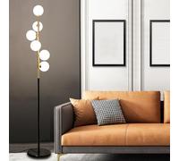 Lampadaire à 6 globes du milieu du siècle pour salon, lampe sur pied moderne avec abat-jour en verre dépoli, lampe d'angle haute avec 3 températures de couleur, lampadaires noirs pour chambre à