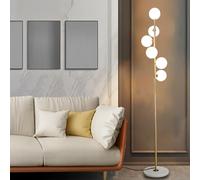 Lampadaire à 6 globes du milieu du siècle pour salon, lampe sur pied moderne avec abat-jour en verre dépoli, lampe d'angle haute avec 3 températures de couleur, lampadaires noirs pour chambre à