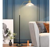 Lampadaire à arc moderne de 168 cm avec base en marbre et abat-jour E26 réglable à intensité variable pour salon, chambre à coucher, bureau et studio