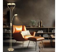 Lampadaire lampadaire plafonnier projecteur lampe de salon lampe de chambre à coucher, dimmable, spot de lecture flexible, couleur laiton mat, LED 20W 1800Lm blanc chaud, LxPxH 35x30x194cm
