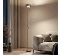 Lampadaire à éclairage indirect ampoules LED - Lindby - lampadaire salon - - nickel satiné blanc