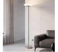 Lampadaire à éclairage indirect ampoules LED - Lindby - lampadaire salon - Verre - albâtre nickel mat
