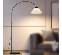 Lampadaire à intensité variable en fer Lampadaire Angle réglable Lampadaire Abat-jour en tissu plissé Lampadaire (noir)