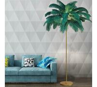 Lampadaire à Plumes 63 Pouces, Lampe sur Pied à intensité Variable 3 Couleurs pour Chambre et Salon, Corps de Lampe, 5 Ampoules LED G4, 45 Plumes (Vert) (Vert)